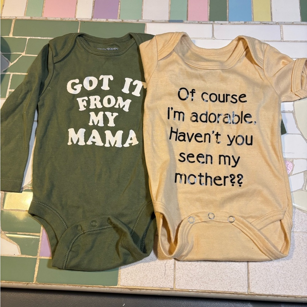 Green and Tan Baby Onesies Set